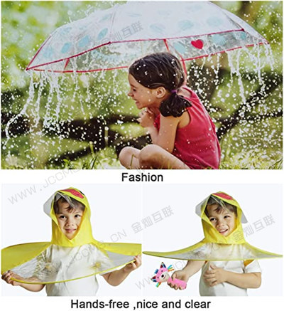 Kid Cute Raincoat, Rain Coat UFO Children Umbrella Hat Foldable Magical Raincoat, Hands Free (Yellow，Duck) 